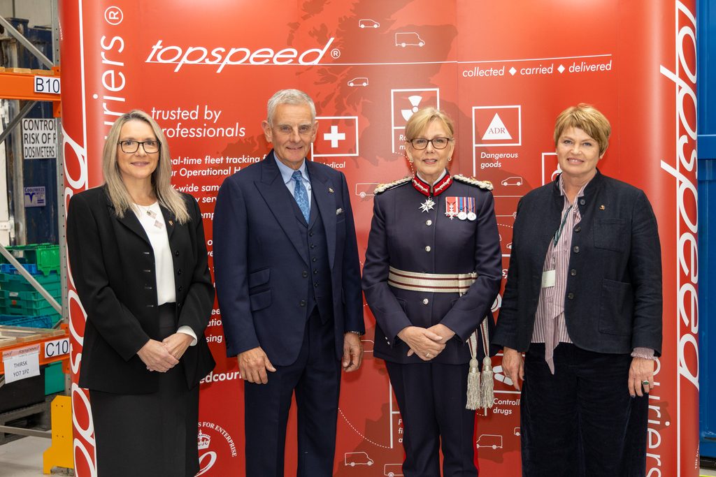 From left Gillian Lockley (MD), Stephen Clegg (CEO and Founder), Lady Redmond, Lord-Lieutenant of Cheshire and Sarah Ginham Clegg (Assurance Director)