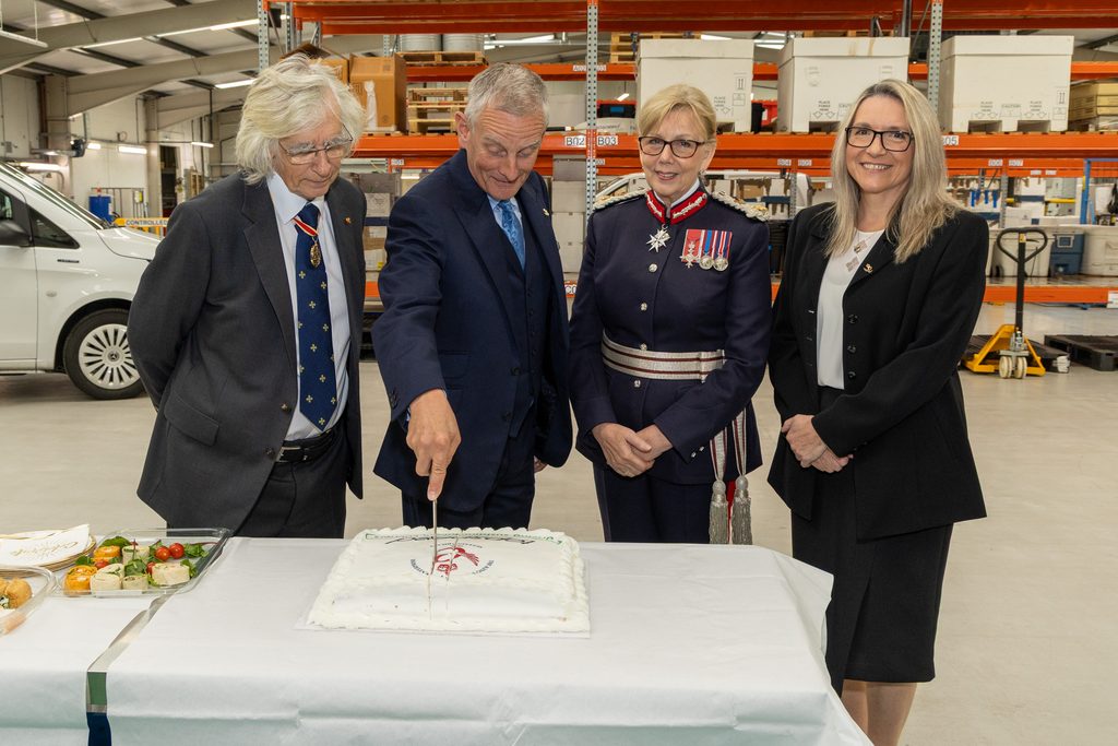 From left Sir Phil Redmond, Stephen Clegg (CEO and Founder), Lady Redmond, Lord-Lieutenant of Cheshire and Gillian Lockley (MD)